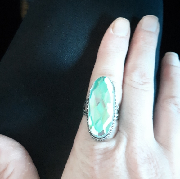 New Oversized Mercury Mystic Topaz 925 Silver Statement Ring. - Picture 7 of 8